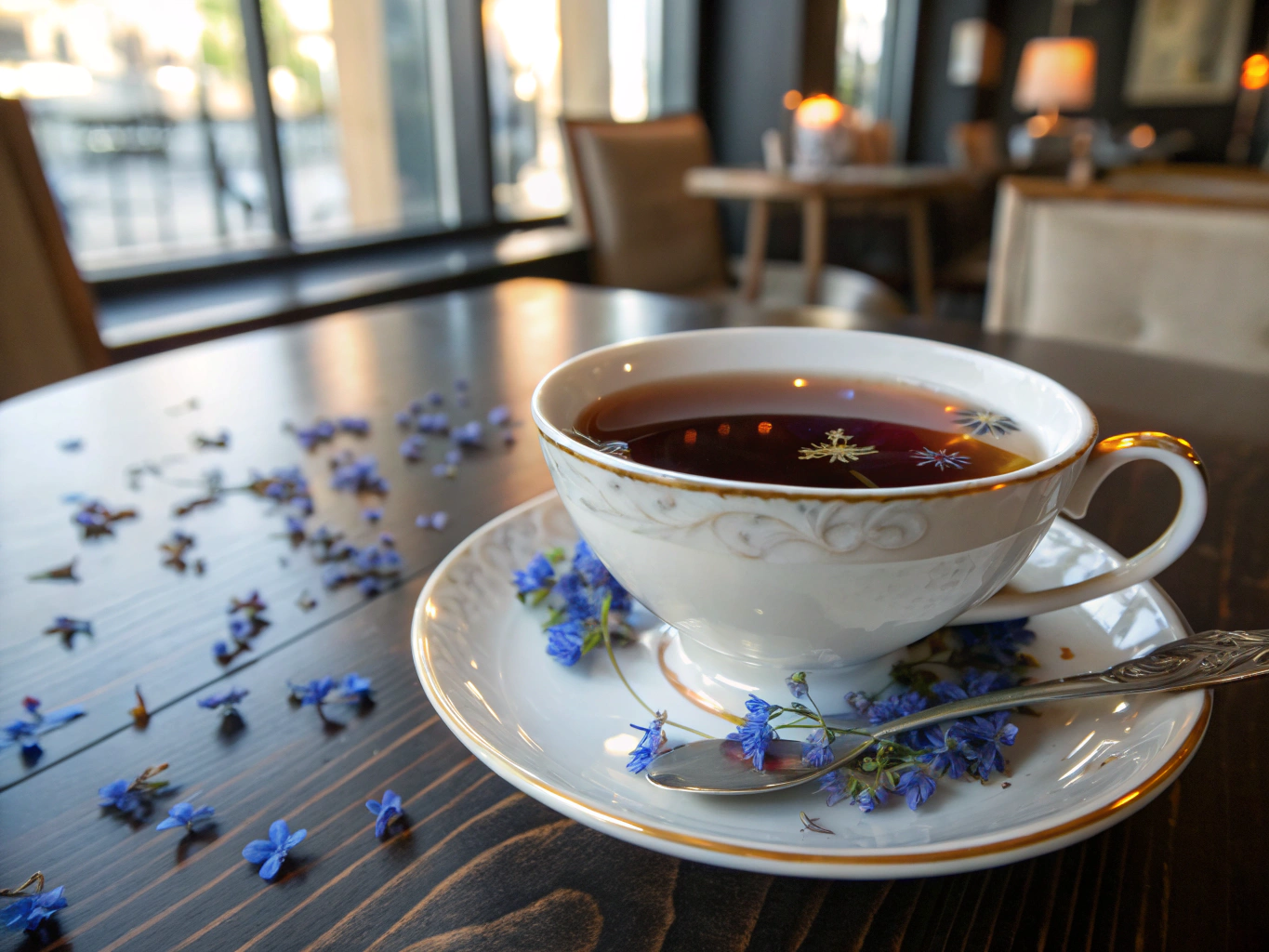 Steaming cup of Earl Grey tea with bergamot zest