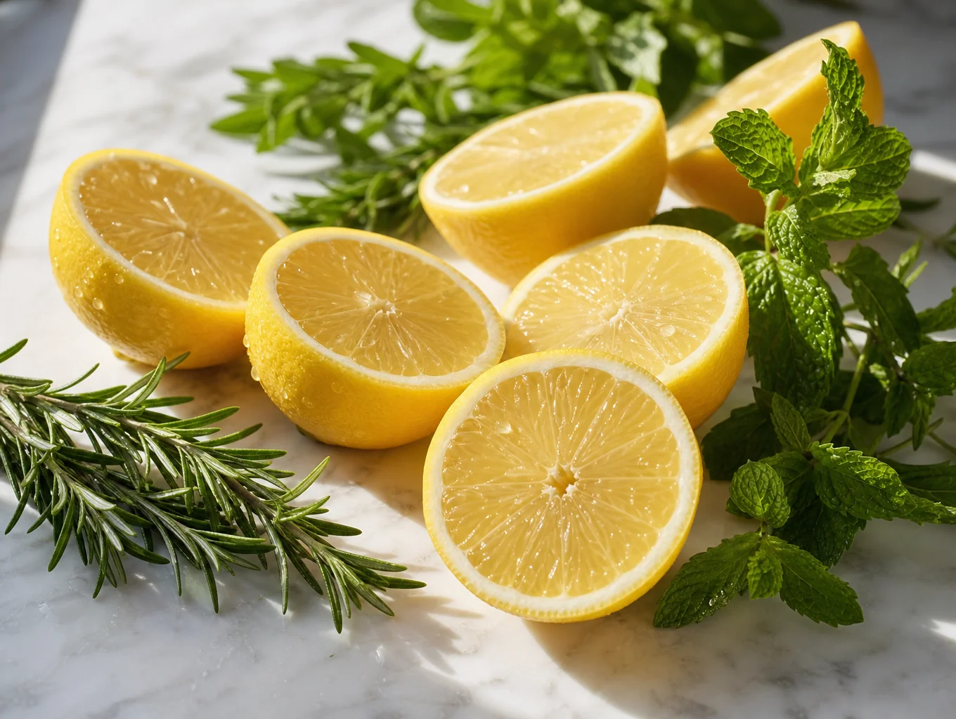 Glass pot filled with lemon slices and tea leaves